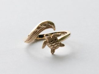 Bronze Sea Turtle and Wave Adjustable Ring