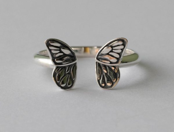 925 Sterling Silver Small Butterfly Adjustable Ring