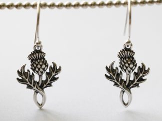 925 Sterling Silver Thistle Dangle Earrings ( 1 pair)