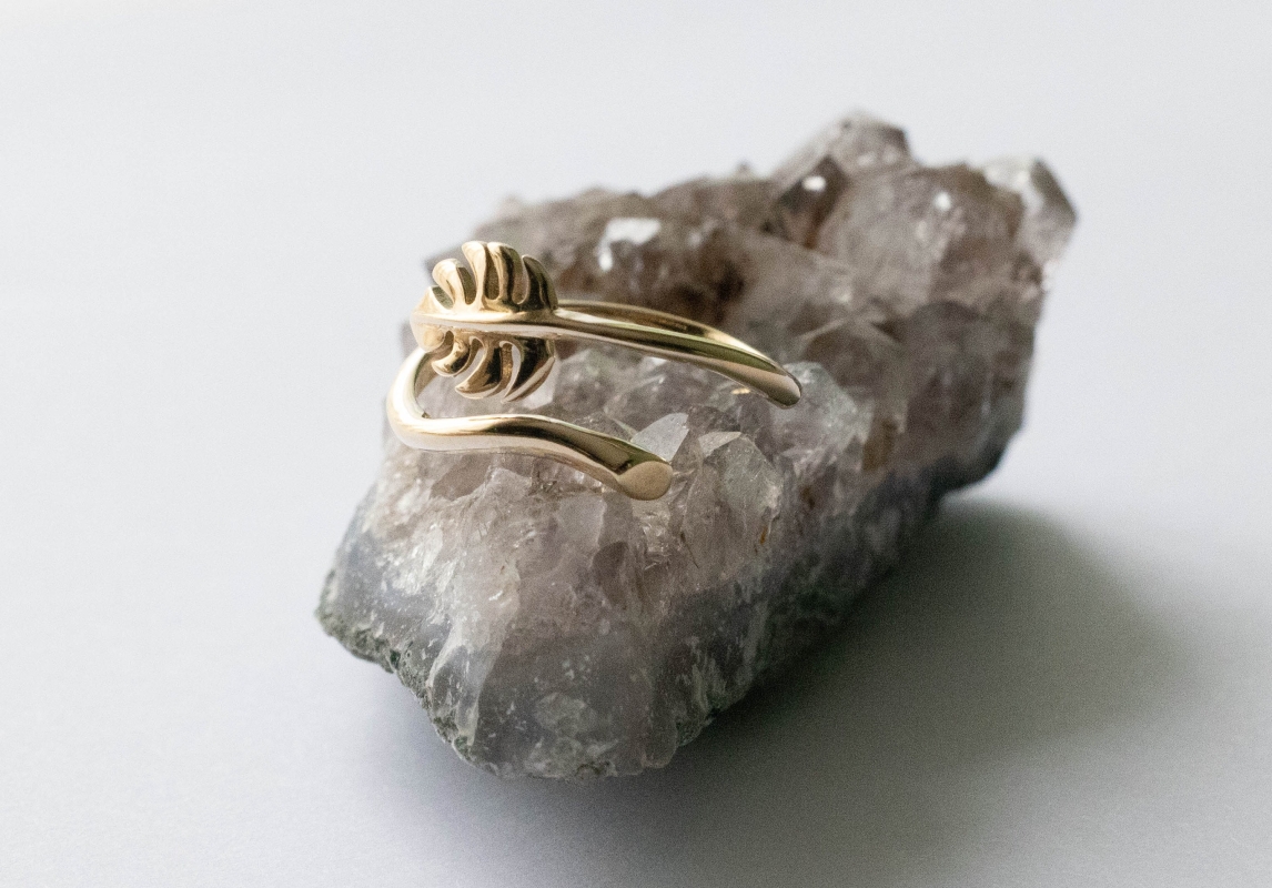 Bronze Monstera Leaf Adjustable Ring - Image 3