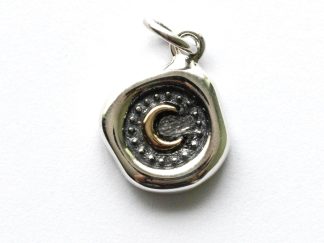 925 Sterling Silver Wax Seal with Bronze Crescent Moon Charm