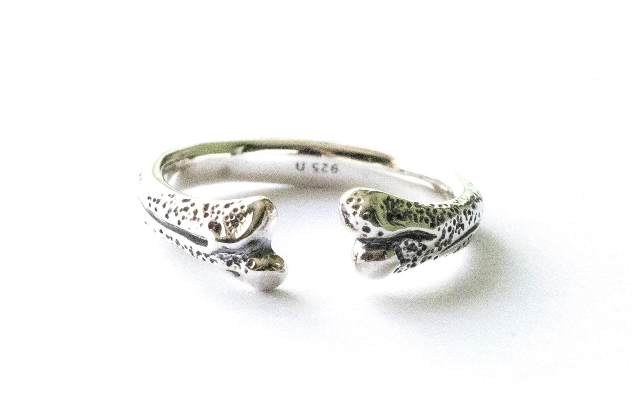 925 Sterling Silver Bone Adjustable Ring