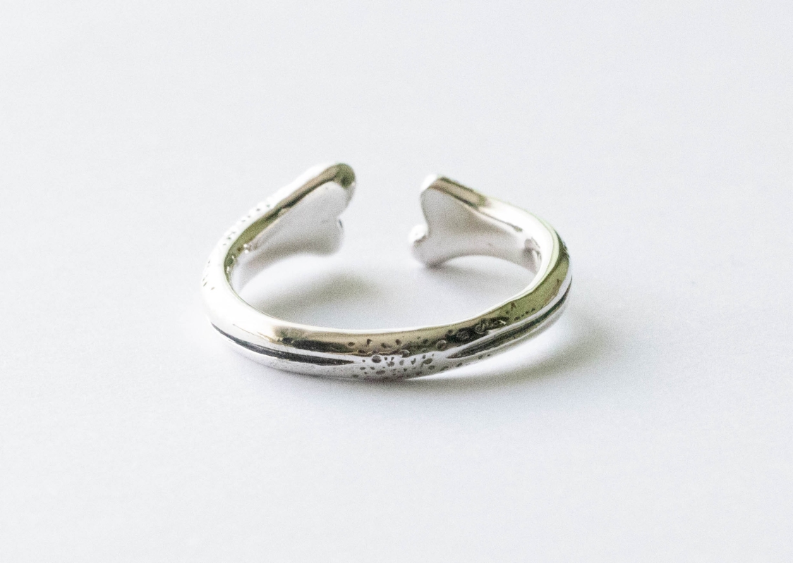 925 Sterling Silver Bone Adjustable Ring - Image 2