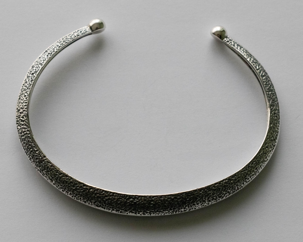 925 Sterling Silver Textured Cuff Bracelet - Image 2