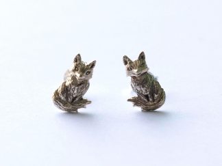 Bronze Sitting Fox Post Earrings ( 1 pair)
