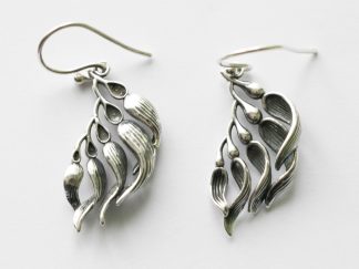 925 Sterling Silver Kelp Dangle Earrings ( 1 pair )