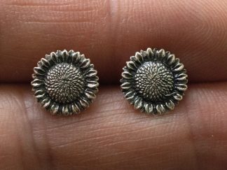 925 Sterling Silver Small Sunflower Earrings ( 1 pair )