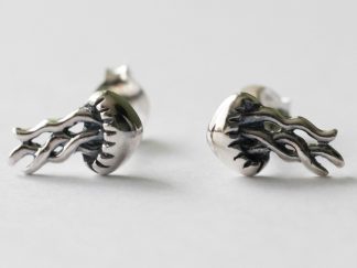 925 Sterling Silver Jellyfish Post Earrings ( 1 pair )