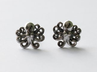 925 Sterling Silver Octopus Post Earrings ( 1 pair)