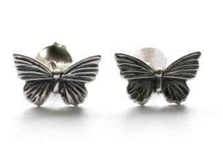 925 Sterling Silver Small Butterfly Post Earrings ( 1 pair)