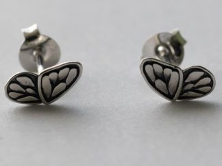 925 Sterling Silver Tiny Butterfly Wing Post Earrings ( 1 pair)