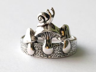 925 Sterling Silver Snail and Mushroom Ring