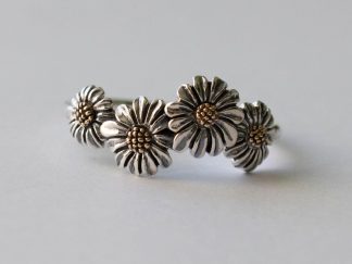 925 Sterling Silver and Bronze Daisy Chain Ring
