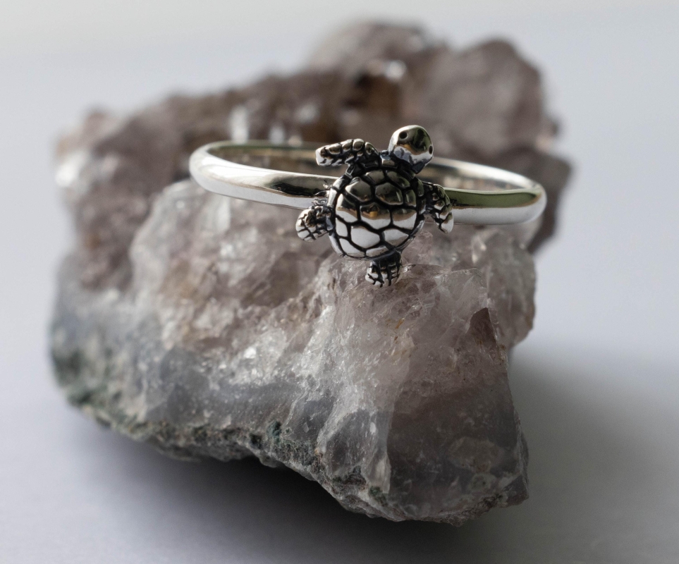 925 Sterling Silver Baby Sea Turtle Ring - Image 5