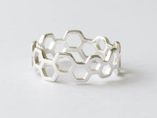 925 Sterling Silver Honeycomb Band Ring