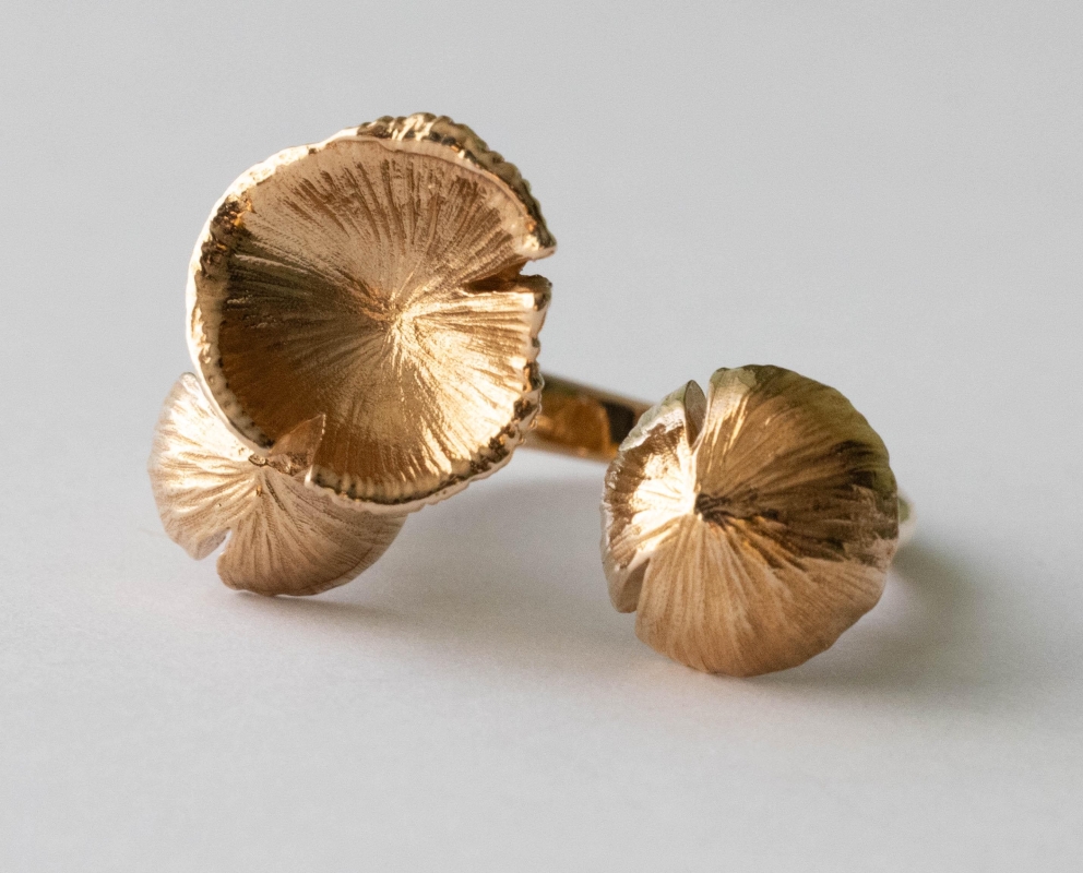 Bronze 3D Mushroom Adjustable Ring - Image 5