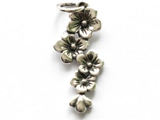 925 Sterling Silver Cherry Flowers Cluster Charm