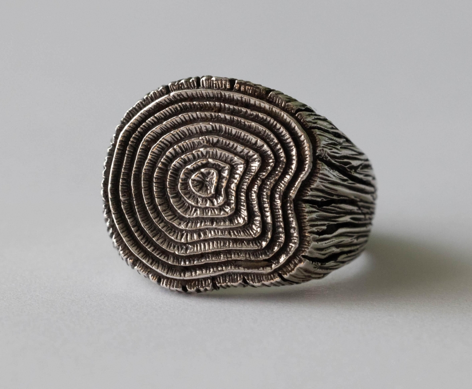 925 Sterling Silver Tree Stump Ring