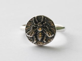 925 Sterling Silver Bee Coin Ring (Size 5)