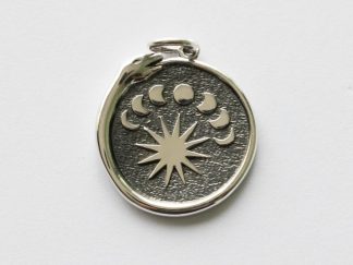 925 Sterling Silver Ouroboros Snake with Moon Phases Charm