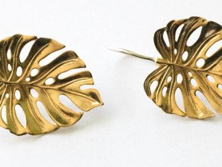 Bronze Monstera Leaf Hook Earrings (1 pair)