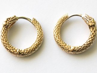 Bronze Ouroboros Huggie Hoop Earrings (1 pair)