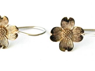 Bronze Dogwood Flower with Hook Earrings (1 pair)