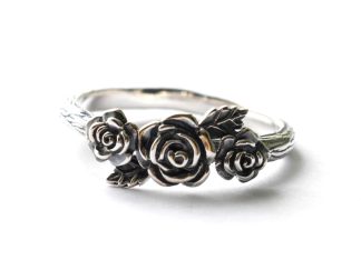 925 Sterling Silver Triple Rose Ring