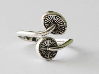 925 Sterling Silver Double Mushroom Adjustable Ring