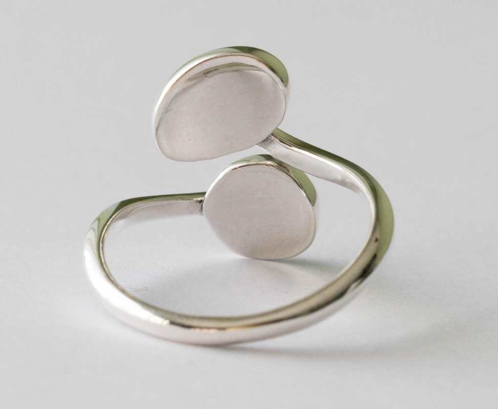 925 Sterling Silver Double Mushroom Adjustable Ring - Image 2