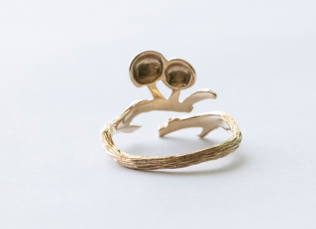 Bronze Branch and Mushroom Adjustable Ring - Image 2