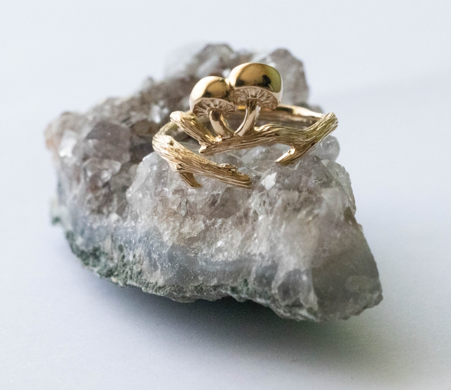 Bronze Branch and Mushroom Adjustable Ring - Image 3