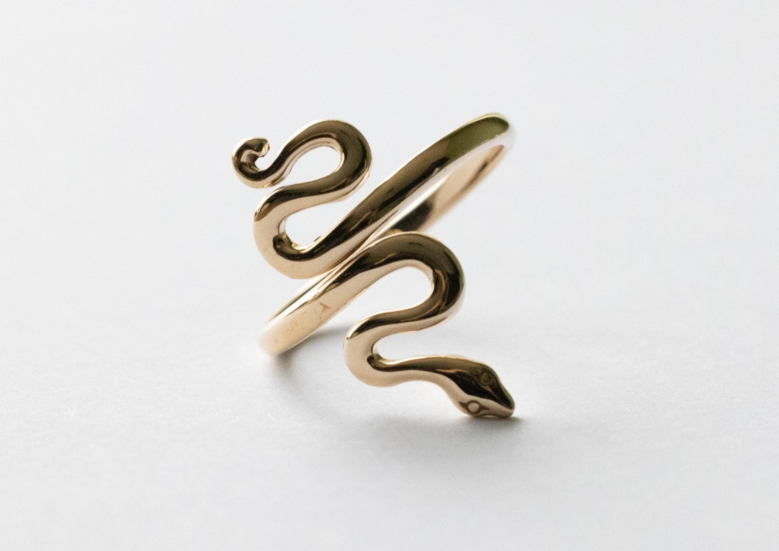 Bronze Large Snake Adjustable Ring