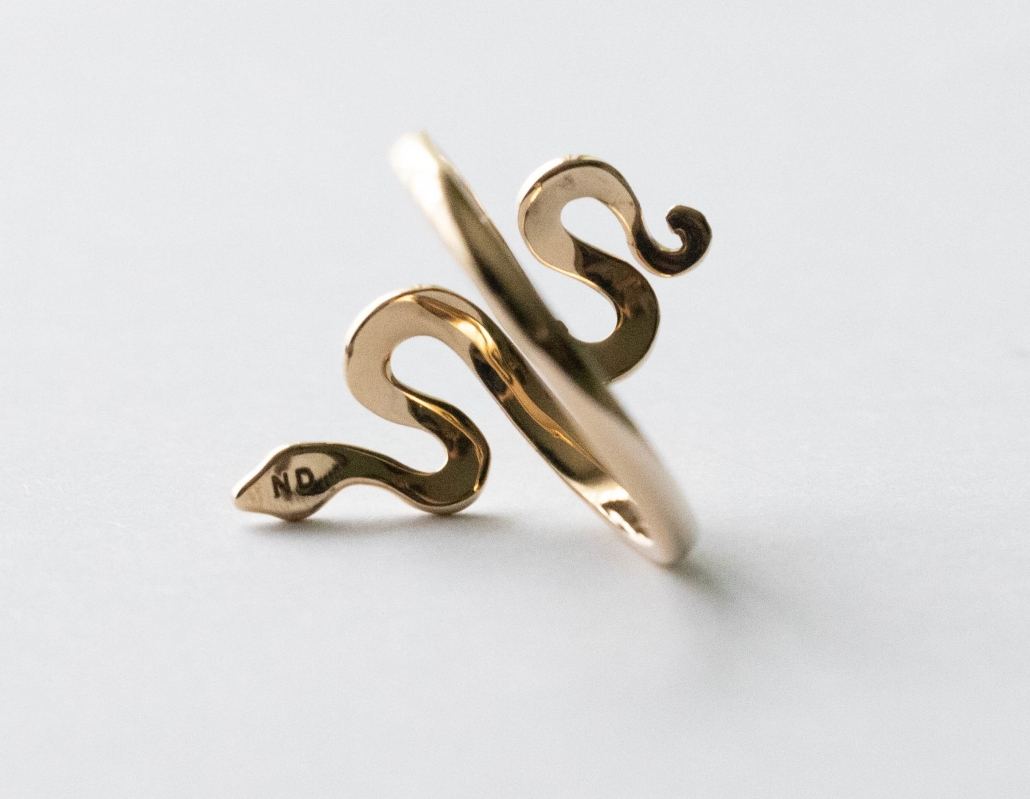 Bronze Large Snake Adjustable Ring - Image 2