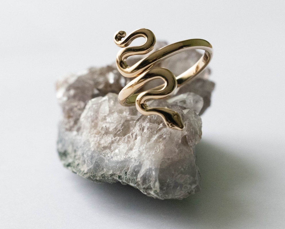 Bronze Large Snake Adjustable Ring - Image 3