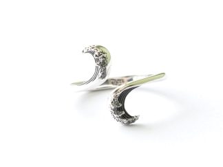 925 Sterling Silver Stylized Wave Adjustable Ring