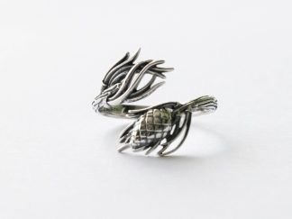 925 Sterling Silver Pinecone and Needles Adjustable Ring