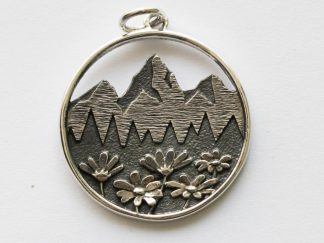 925 Sterling Silver Mountain and Meadow Flowers Charm