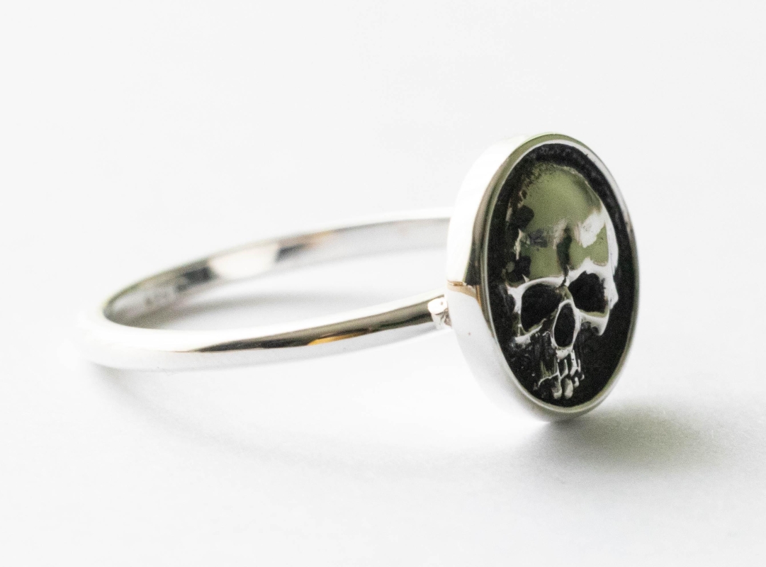 925 Sterling Silver Shadow Box Skull Ring