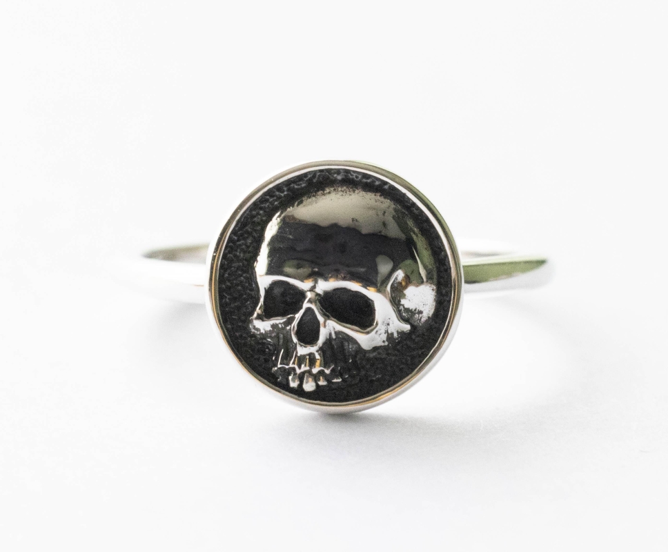 925 Sterling Silver Shadow Box Skull Ring - Image 2