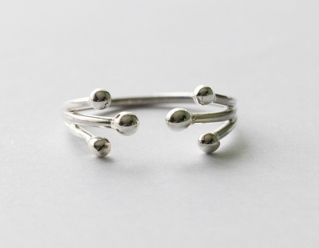 925 Sterling Silver Large Granulations Adjustable Ring