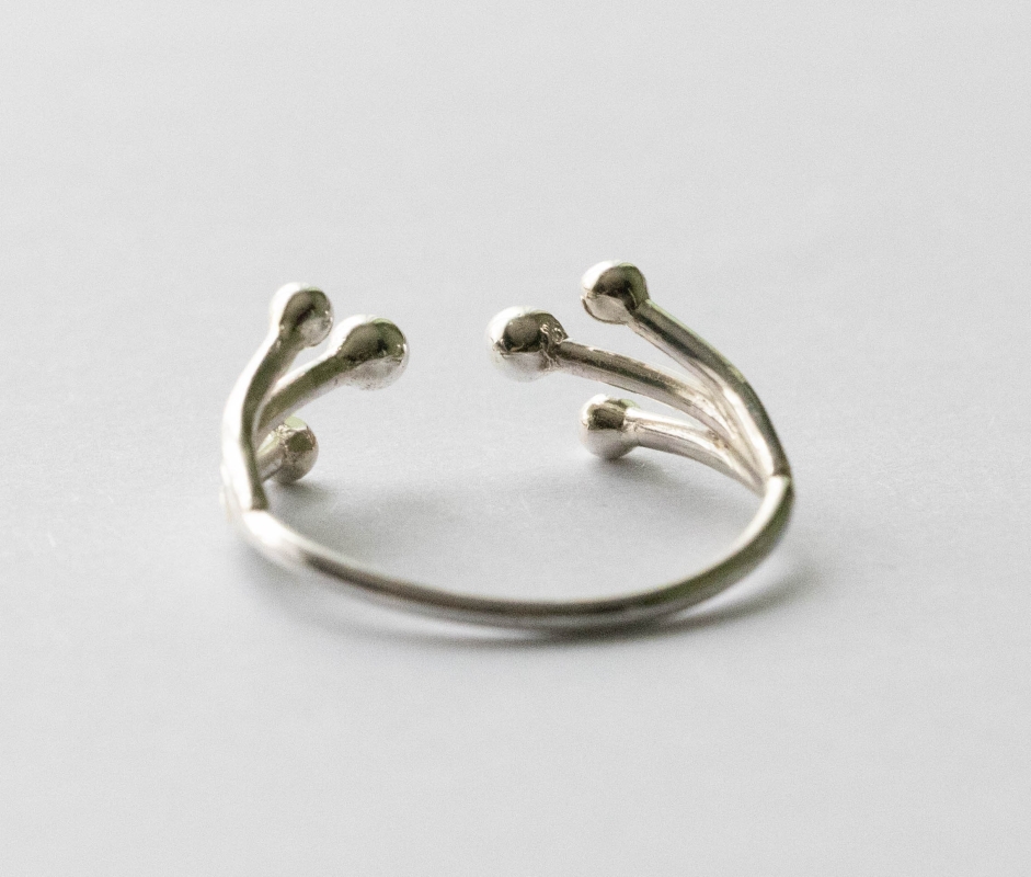 925 Sterling Silver Large Granulations Adjustable Ring - Image 2