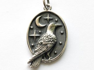 925 Sterling Silver Raven with Moon and Stars Charm