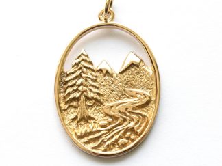 Bronze Mountain and River Pendant