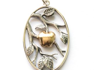 925 Sterling Silver Leaf with Bronze Apple Pendant
