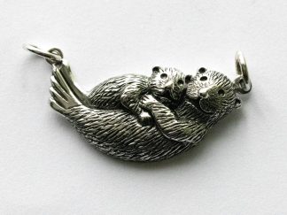 925 Sterling Silver Sea Otters Pendant