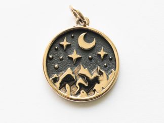 Bronze Mountain with Night Sky Charm