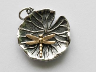925 Sterling Silver Lily Pad with Bronze Dragonfly Charm