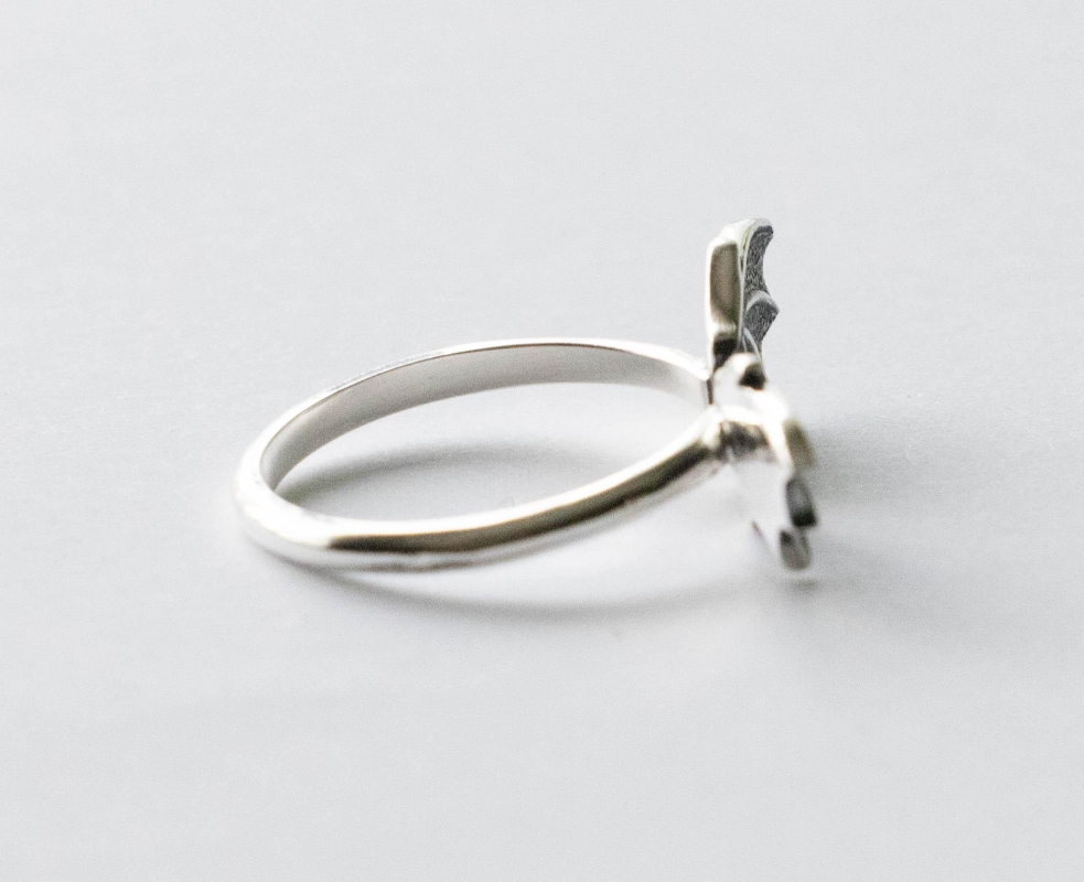 925 Sterling Silver Dragon Wings Adjustable Ring - Image 2