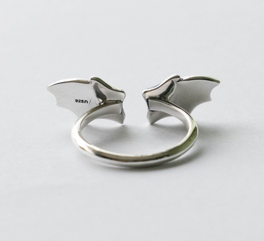 925 Sterling Silver Dragon Wings Adjustable Ring - Image 3